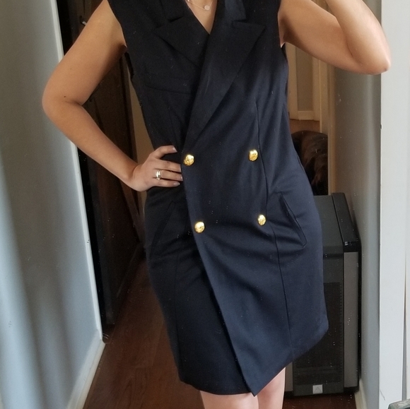 👗ALISON ANDREWS BLACK LONG BLAZER SUIT DRESS - Picture 2 of 6